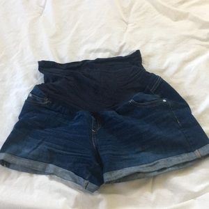 Indigo Blue Dark Wash Maternity Shorts